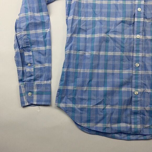 Bonobos Tailored Slim Fit Blue Plaid Button Up Shirt L/S Size L 100% Cotton - Picture 5 of 10